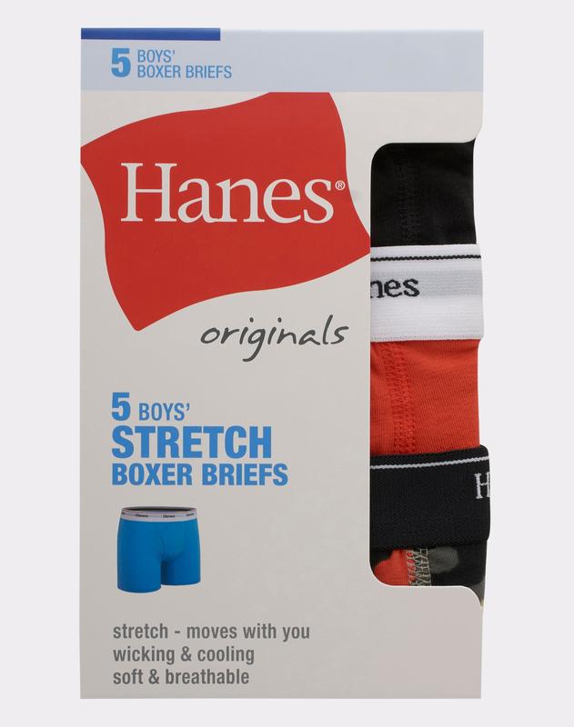 Hanes Originals Boys' Boxer Brief Underwear 5-pack Multi Pack Comfortable Fit Soft Stretch Fabric Breathable Brobb1