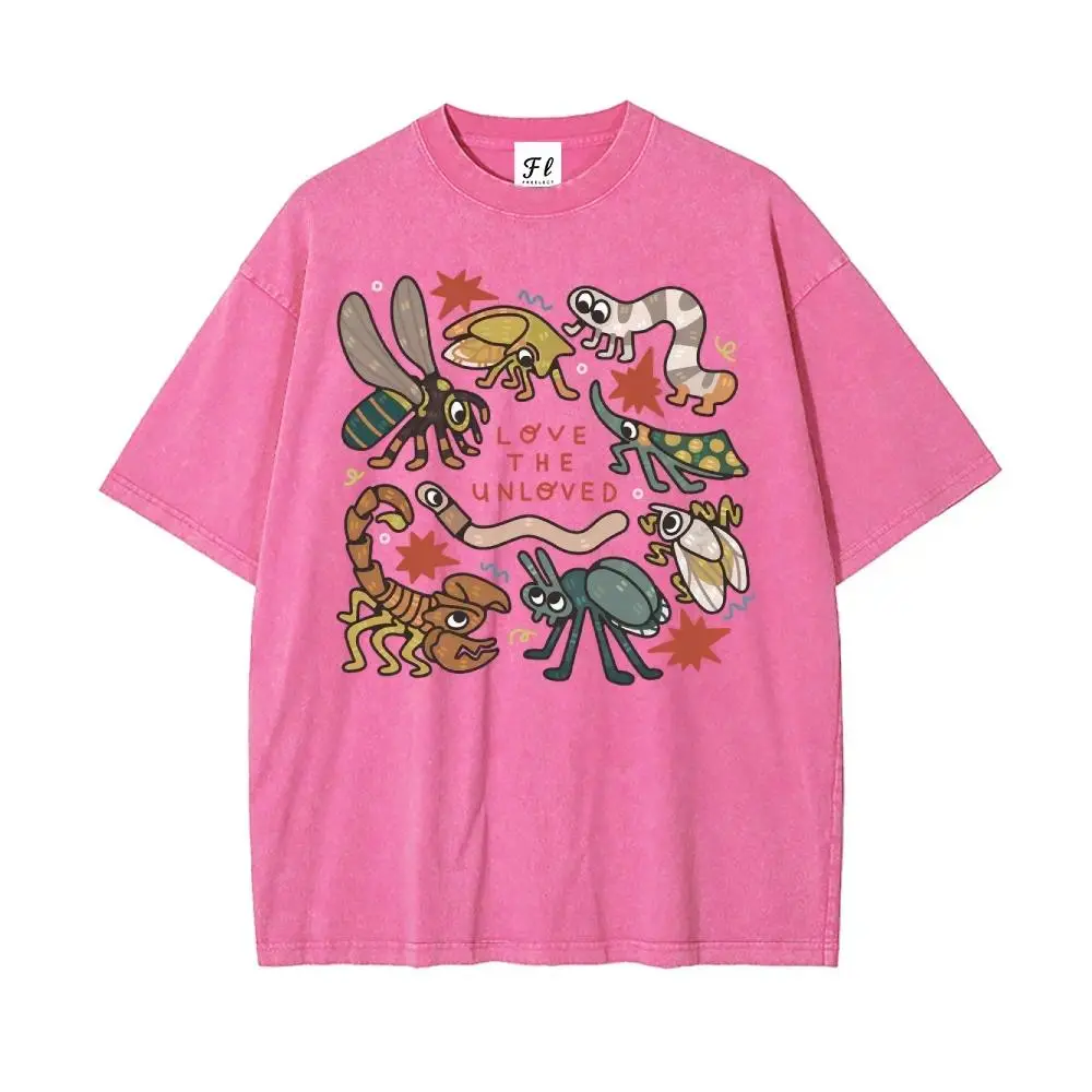 Love The Unloved Insect Lover Shirt DTG Process Unisex Loose-Fitting T-shirt, Washed Casual Top (100% Cotton, 280g), Smooth Fabric, Minimalist Style, Street Style, Classic T-shirt, Makes a Great Gift.