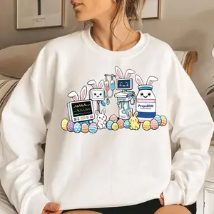 Easter sweatshirt for nurses, cute Easter gift for nurses, Easter crew neck shirt for nurses.