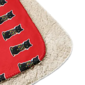 Cozy Christmas Cat Limited Edition Sherpa Blanket - Soft Sherpa Fabric with Cozy Christmas Cat Theme for Christmas Enthusiasts & Cat Lovers