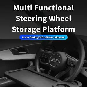 Car Steering Wheel Table Board Multifunctional Car Base Cup Holder Dining Tray Storage Rack Laptop Desk Stand