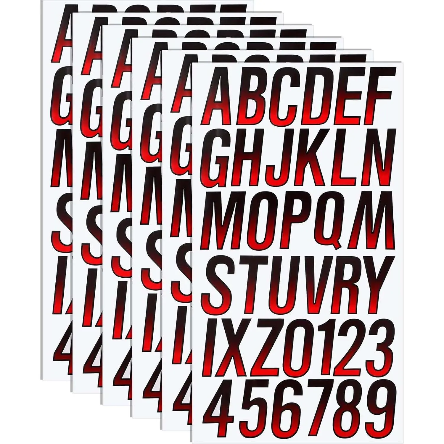 12 Sheets 216? Pcs Boat & Pwc Registration Decals Vinyl Numbers Letters Stickers Kit Custom Boat Registration for Watercraft Mailboxes  Signs(4 Inch,Red, Black)