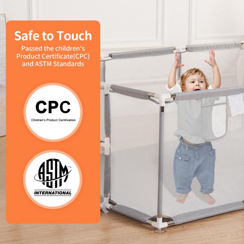 PAWGIANT Safe Play Space with Basketball Hoop! Baby Playpen 71.6x47.96x25.2 Inch, Play Pens for Babies and Toddlers Baby Fence Play Yards for Indoor & Outdoor with Breathable Mesh Anti-Fall Playpen, - Easy Storage Toddler Fence for Activity & Nap