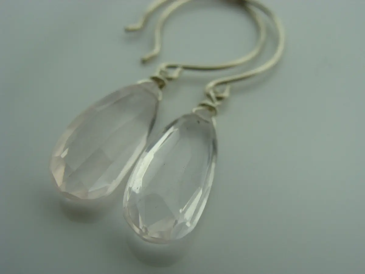 Rose Quartz Drop Earrings · 925 Sterling Silver Dangle Earrings · Pink Gemstone Jewelry · Gift for Her · October Birthstone