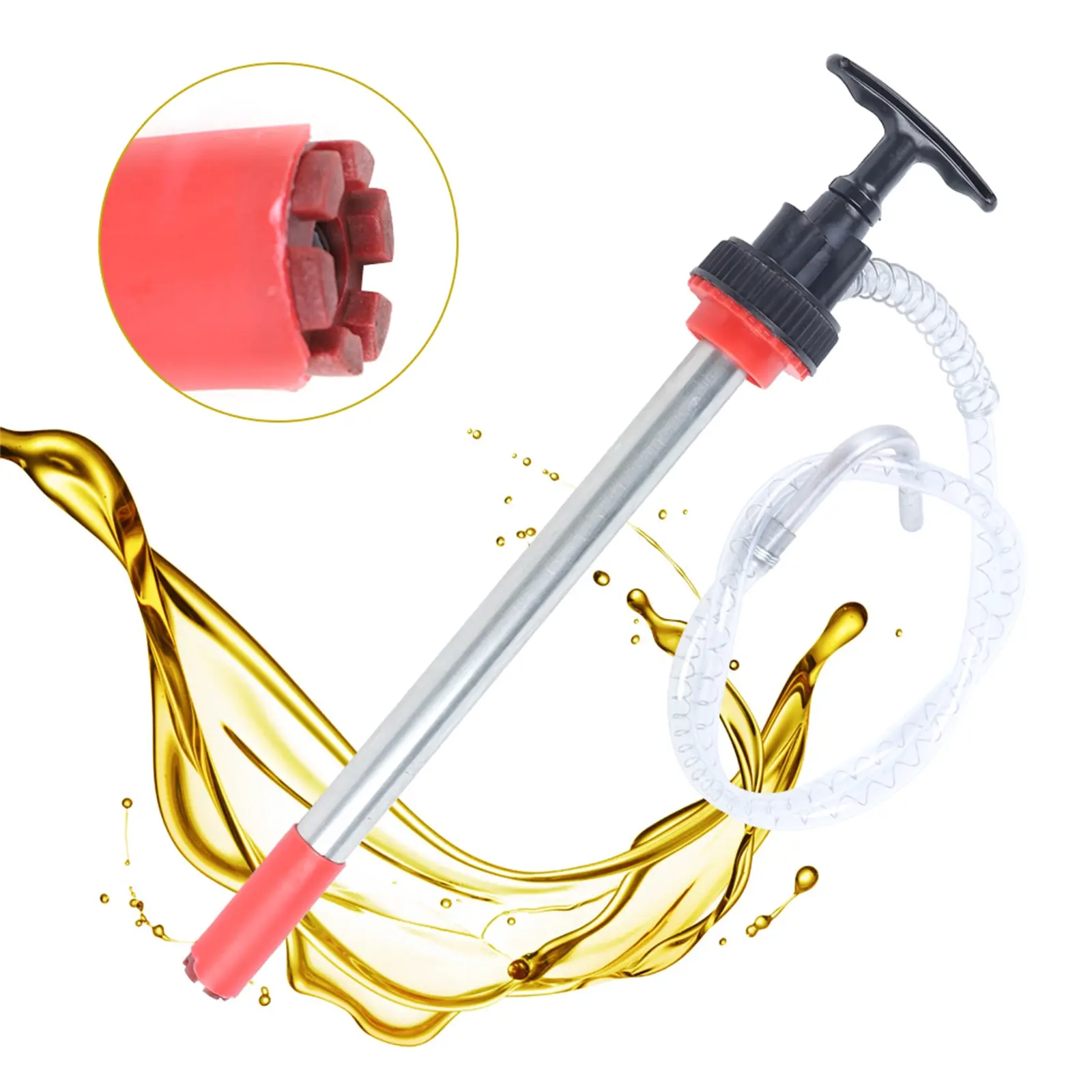 Manual Oil Pump with 360° Rotating Head, 0.02 gal per Dispense, Galvanized Iron, Leak-Proof Nylon Parts, Max Temp 60°C, Eco-Friendly Compact Tool for Automotive & Motorcycle Oil Transfer, Manual Pump,summerwins