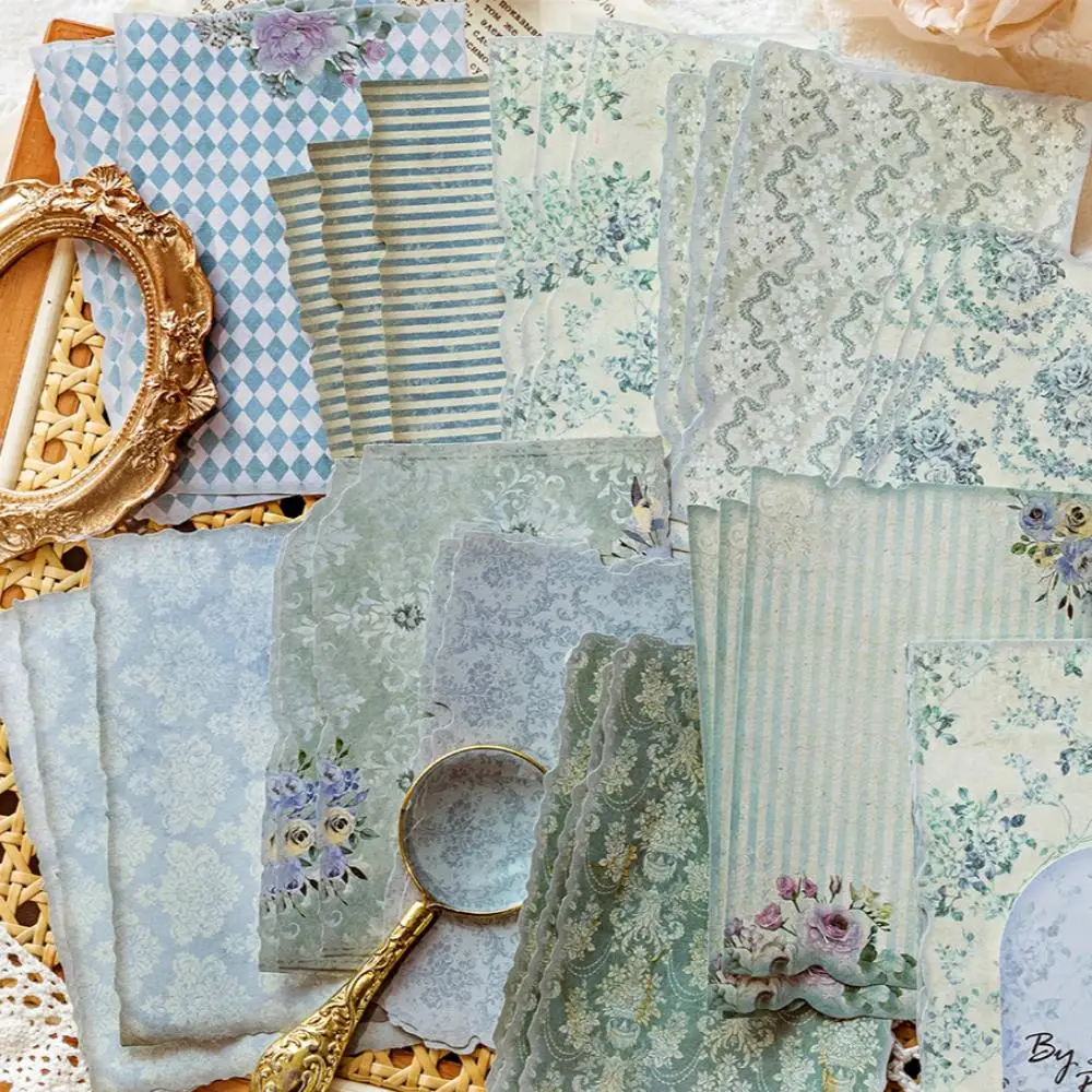 Vintage Floral Pattern Decorative Craft Paper, 30 Sheets/Pack Aesthetics Material Paper for DIY Scrapbook Gift Wrapping Decor