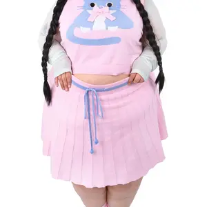 Kitty Knit Pleated Skort