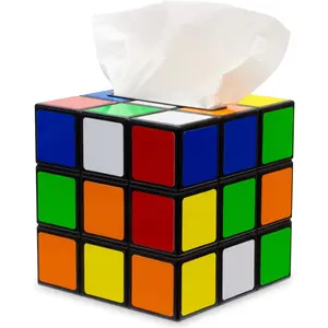Plastic Magic Cube Tissue Box Cover, Holder for Square Tissue Boxes with Magnetic Lock, Multi Color