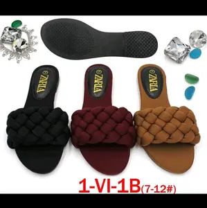 women's braided  flat slided,solid color square open toe summer shoes,casual outdoor beach slides Sandal Girl