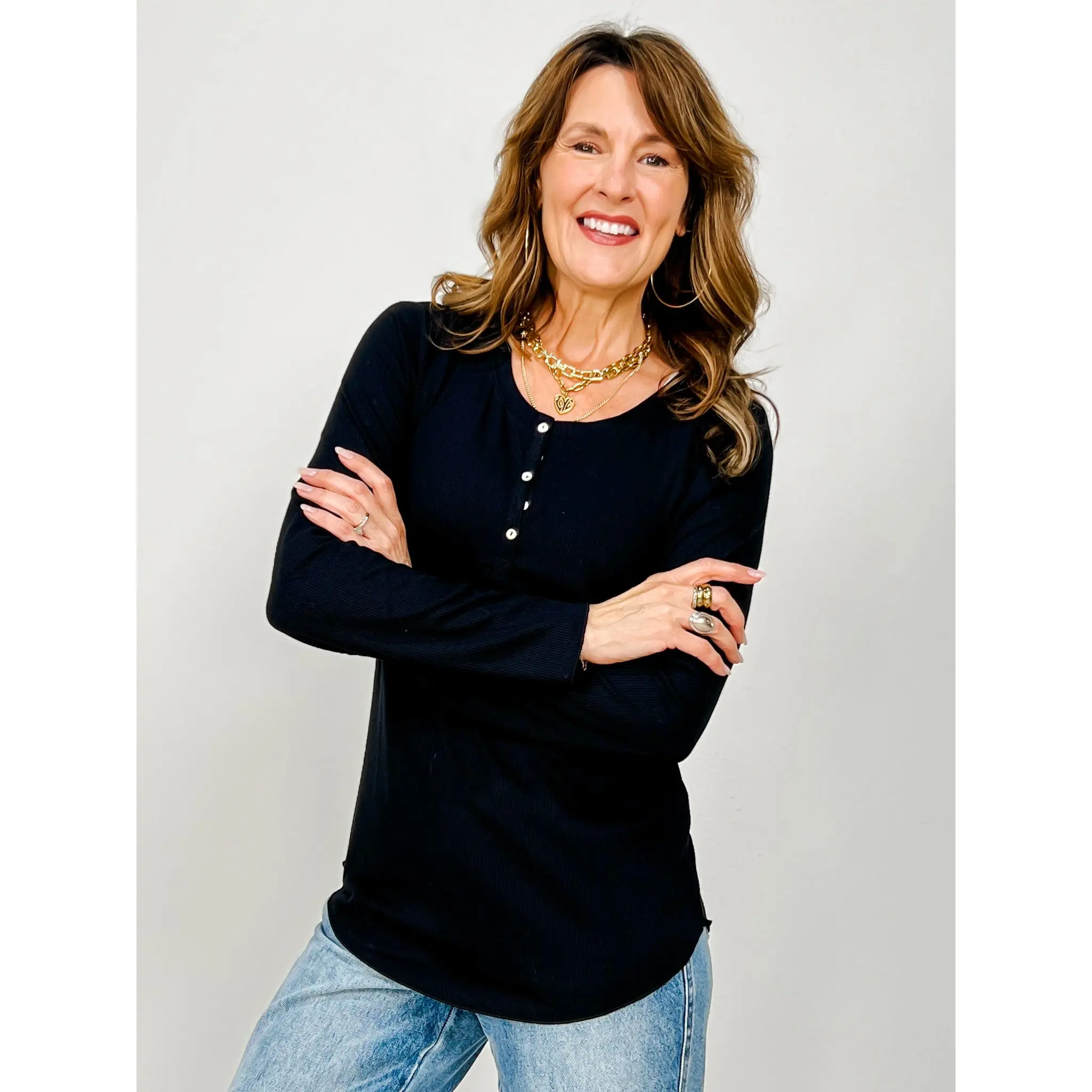 Long Sleeve Ribbed Henley Top Long Sleeve Ribbed Henley Top