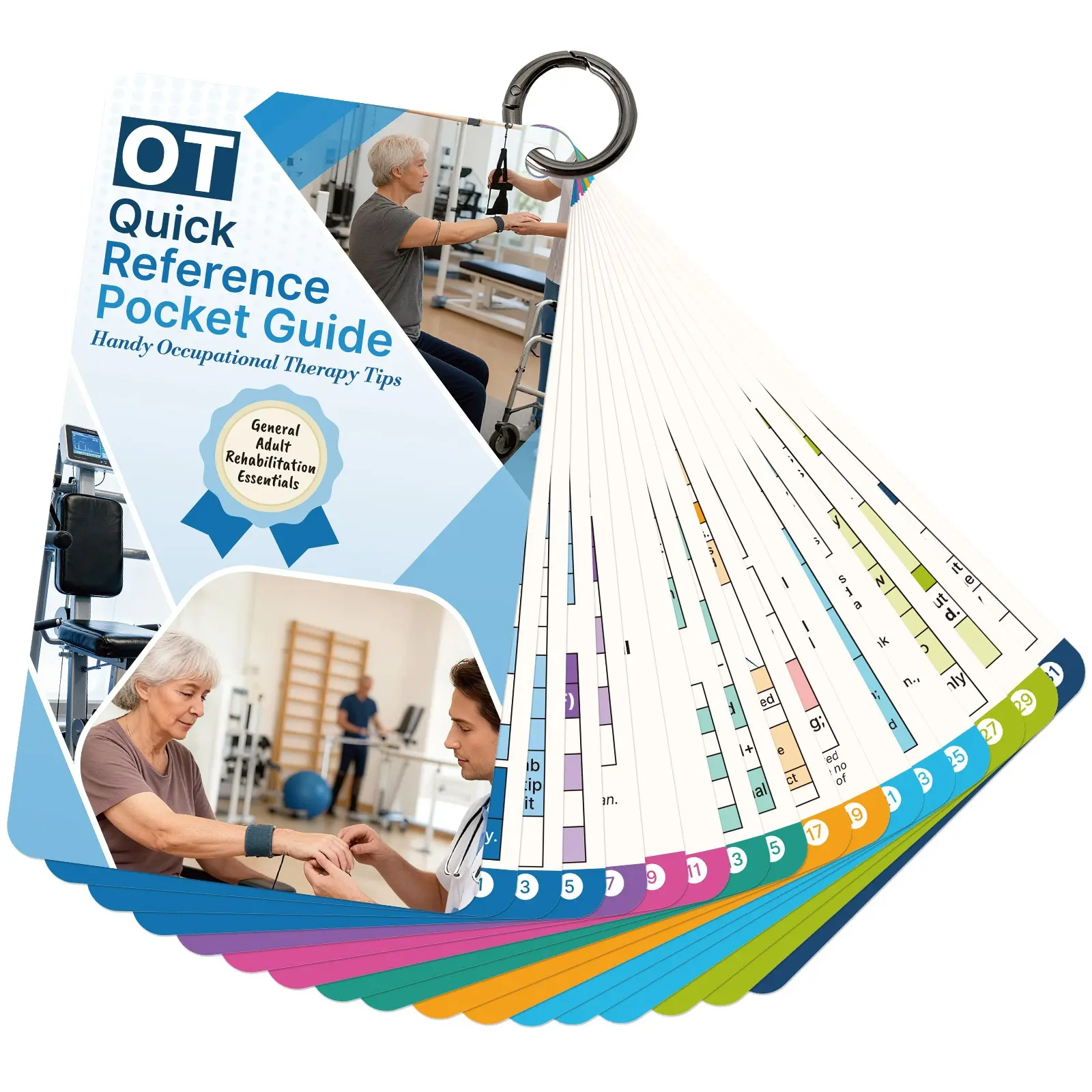 Occupational Therapy Reference Set -General Adult Rehab Quick Portable Pocket Guide, Occupational Therapy Tools Must-Have Gifts for Therapist,Students 3"×5"(32 Pages) Reference Cards 17 double-sided
