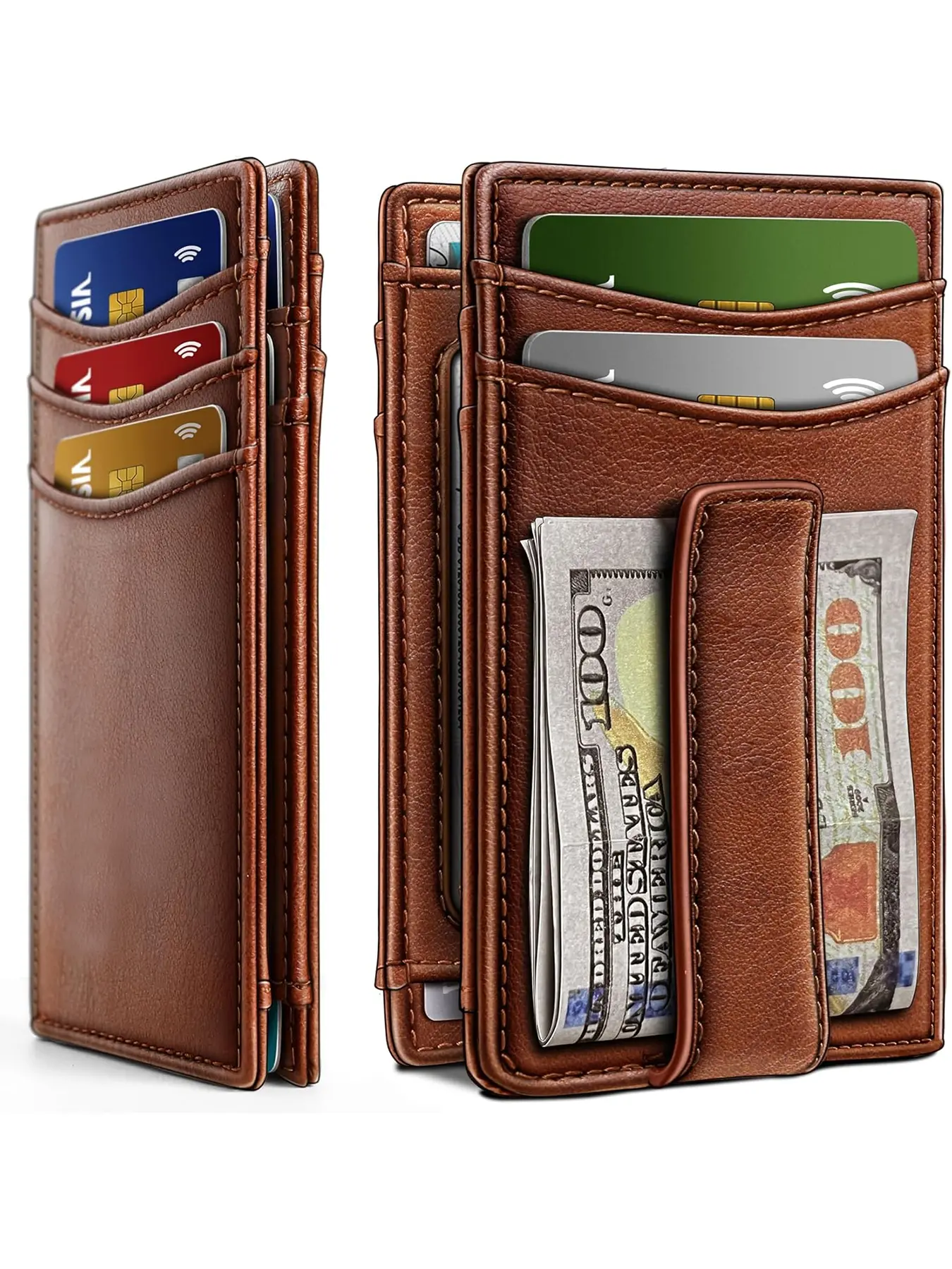 Magnetic Slim Wallet for Men, Card Holder with RFID Protection, RFID Theft Proof, Secure Card Storage, RFID Card Slots, Card Slots Pocket, Holds 12 Cards and Cash, Minimalist Design for Everyday Use, Magnetic Card Holders