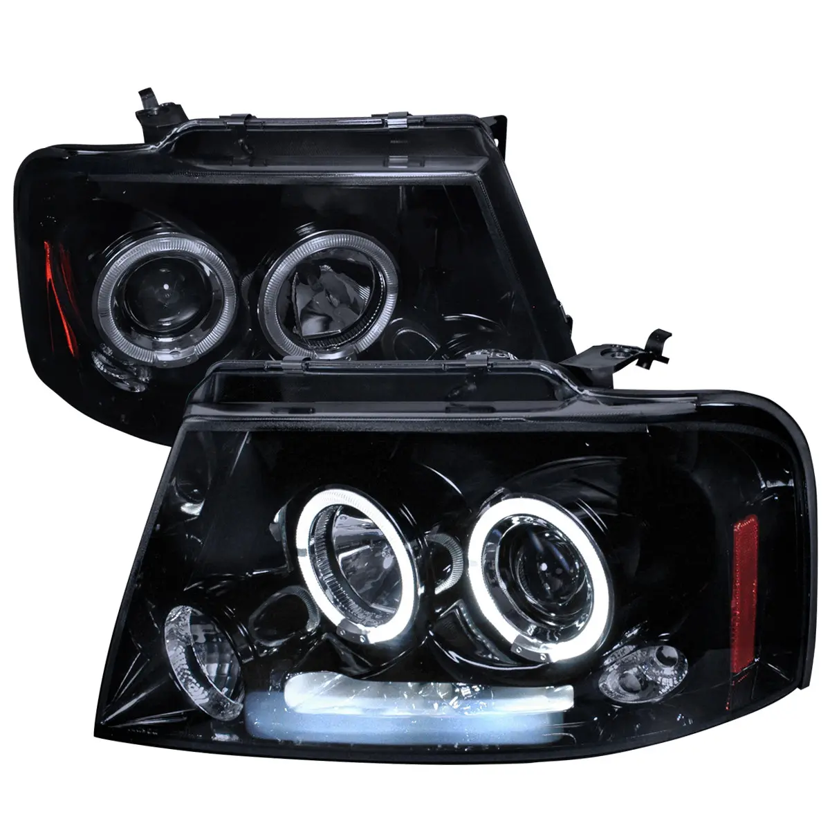 2004-2008 Ford F-150/ 2006-2008 Lincoln Mark LT Dual Halo Projector Headlights (Glossy Black Housing/Smoked Lens)
