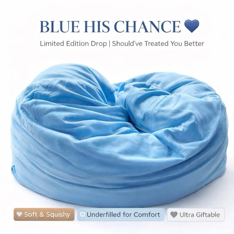 Breakup Gift for Her – Soft Blue Bamboo Pillow That Hugs Back | Emotional Support Pillow for Anxiety, Crying, Dorm Gifting & Self-Care (Blue His Chance)