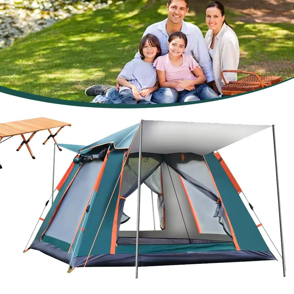 Automatic Open Camping Tent Waterproof Sun-Protection Beach Camping Tent Foldable Anti-UV Shade 3-6 People Outdoor Family Tents