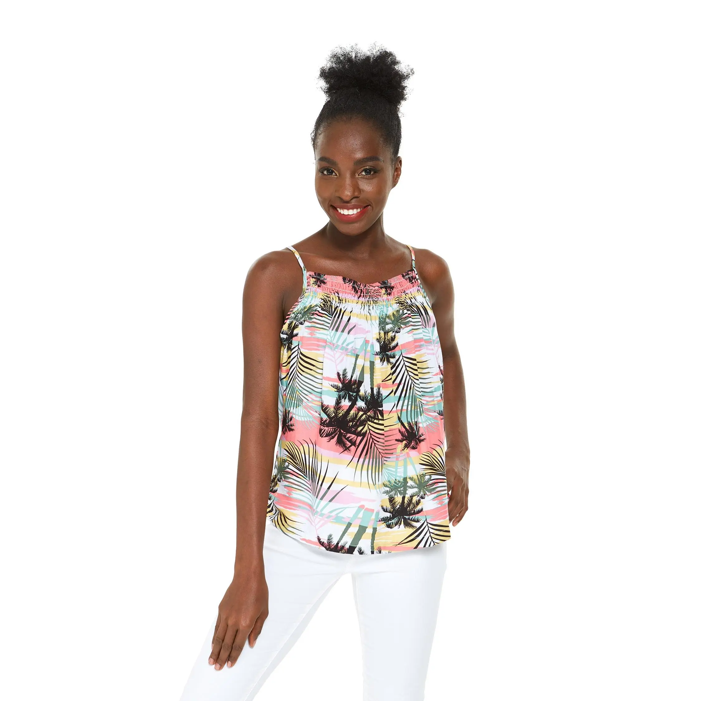 Women's Spaghetti Strap Top in Neon Sunset Pastel