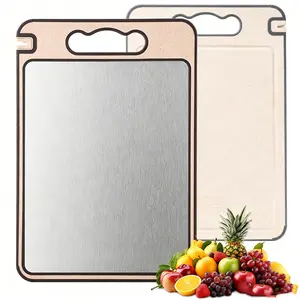 Titanium Cutting Board for Kitchen Pure Titanium and Wheat Straw PP Scratch-Resistant 15.8x10.6 Inch Chopping Knives easy clean daily use alloy tiktokshopspringglowup Home Cooking