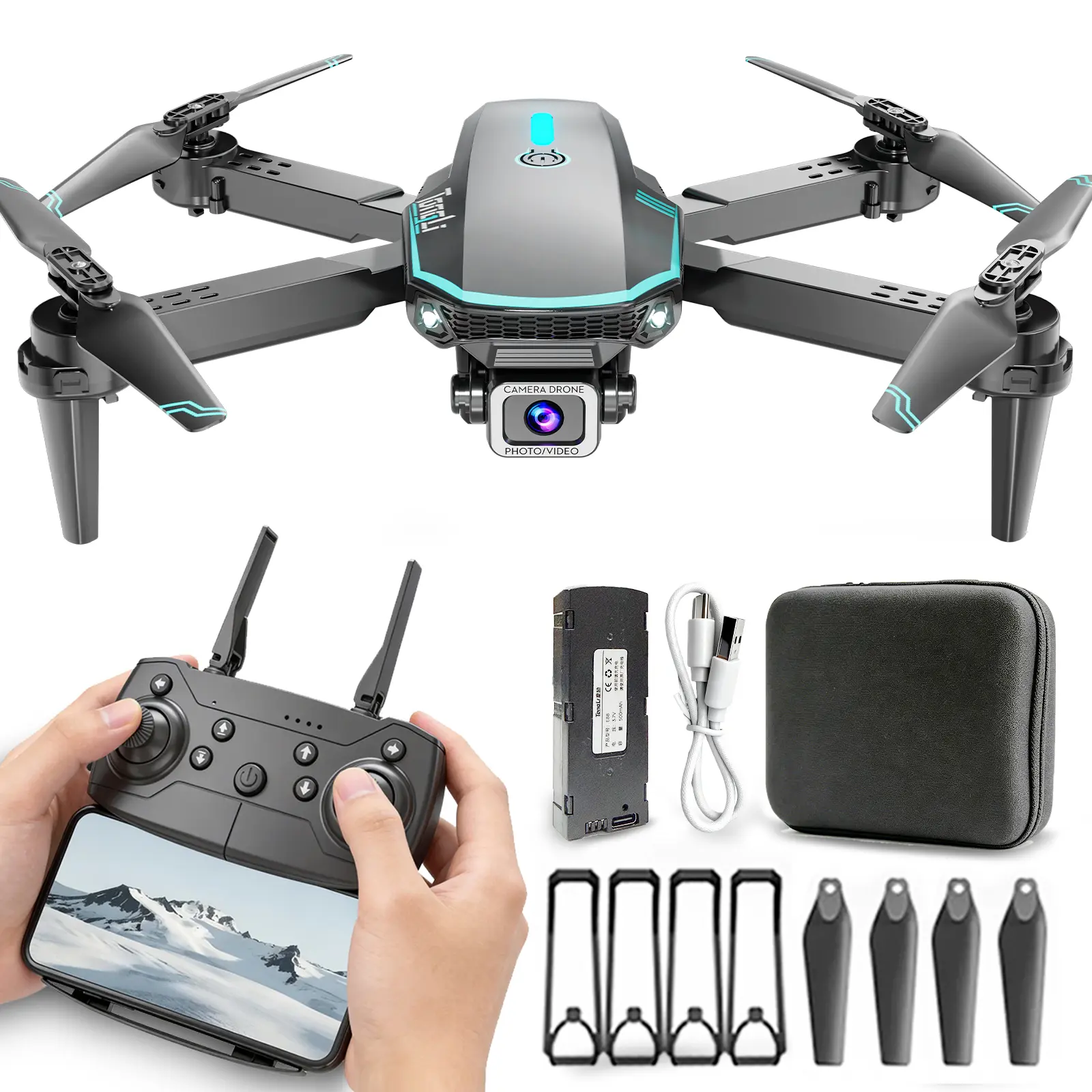 TongLi DR1916RII, Easy-to-operate Remote Control Drone Suitable for Ages 14 and Above, One-key Takeoff, Landing & Return, Altitude Hold, Headless Mode, 3-Speed Adjustment, 360° Flips, Intuitive Operation, No Experience Required, Propeller Guards