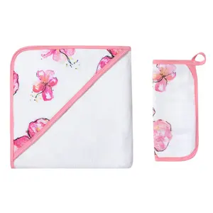 Hibiscus Kiss Hooded Towel Set for Babies - Perfect for Bath Time