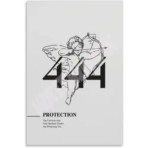 Angel Number Poster Lucky Number 444 Energy Spiritual Wall Poster Canvas Wall Art Poster for Bedroom Living Room Decor 08x12inch(20x30cm) Unframe-style