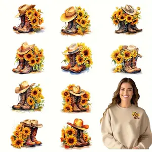 12 Sheets Denim Boot DTF Transfer Paper Set Washable Heat Transfer No Ironing Multi Color Plastic Material for T Shirts Masks Jeans Backpacks Crafts