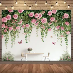 Festive Decoration Backdrop Tapestry  Flowers  Leaves  Walls Premium Soft Polyester Fabric Multiple Storewide Boho Floral Design