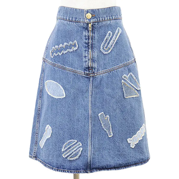 Pre-owned CHANEL Cotton Small Leather Goods Metiers d'Art Patchwork Embroidery Skirt
