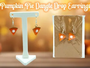 Pumpkin Pie Drop Earrings 3D Printed Thanksgiving Holiday Jewelry