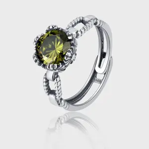 Round Olive Ring Studded With Zircon