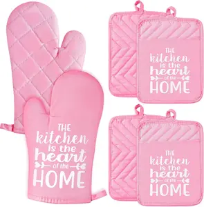 6 count Funny Oven Mitts Pot Holders The Kitchen is The Heart of The  Heat Resistant Hot Pad Machine Washable Gloves with Hanging Loop Pocket Hot Pad for Baking Cooking