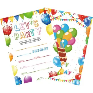 20PCS Birthday Invitations with Envelopes for Boys and Girls Birthday Party Supplies