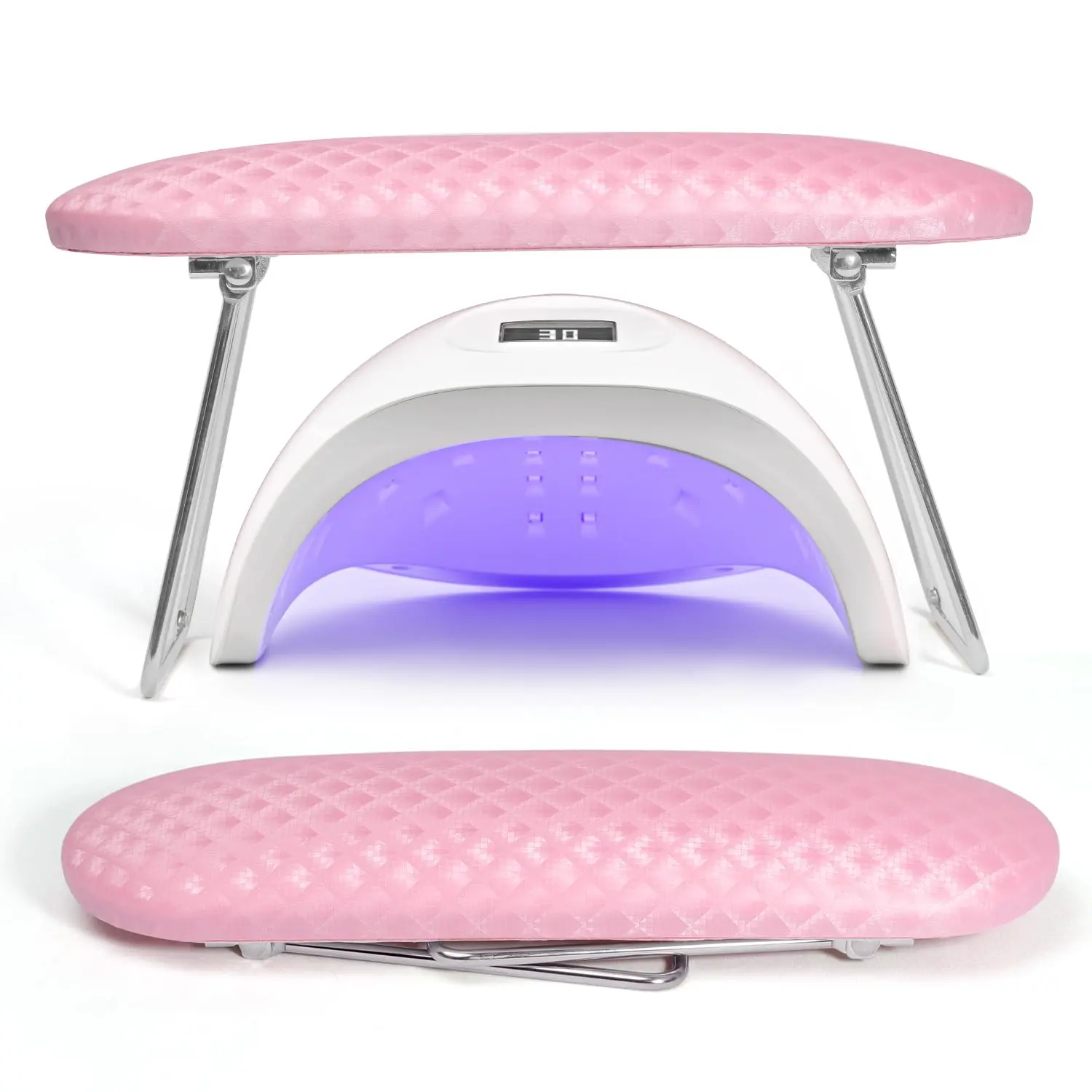 Arm Rest for Nails Tech, Professional Microfiber Leather Nail Hand Rest Stand Arm Rest for Acrylic Nails Cushion Hand Holder with Non-slip - Nail Technician Use Must Have (Pink)