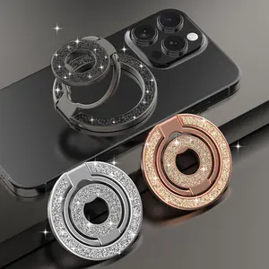 Dual-Sided Strong Magnetic Phone Ring Holder Compatible with Magsafe Desktop Car Mount 360 Degree Rotation Sparkle Magnet iPhone Stand Magnetic Smartphone Holder Adjustable Phone Stand