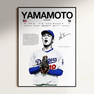 Yoshinobu Yamamoto Poster,  Wall Print, Los Angeles Dodgers Wall Print, Baseball ,  Athlete Print, Baseball Room Gift