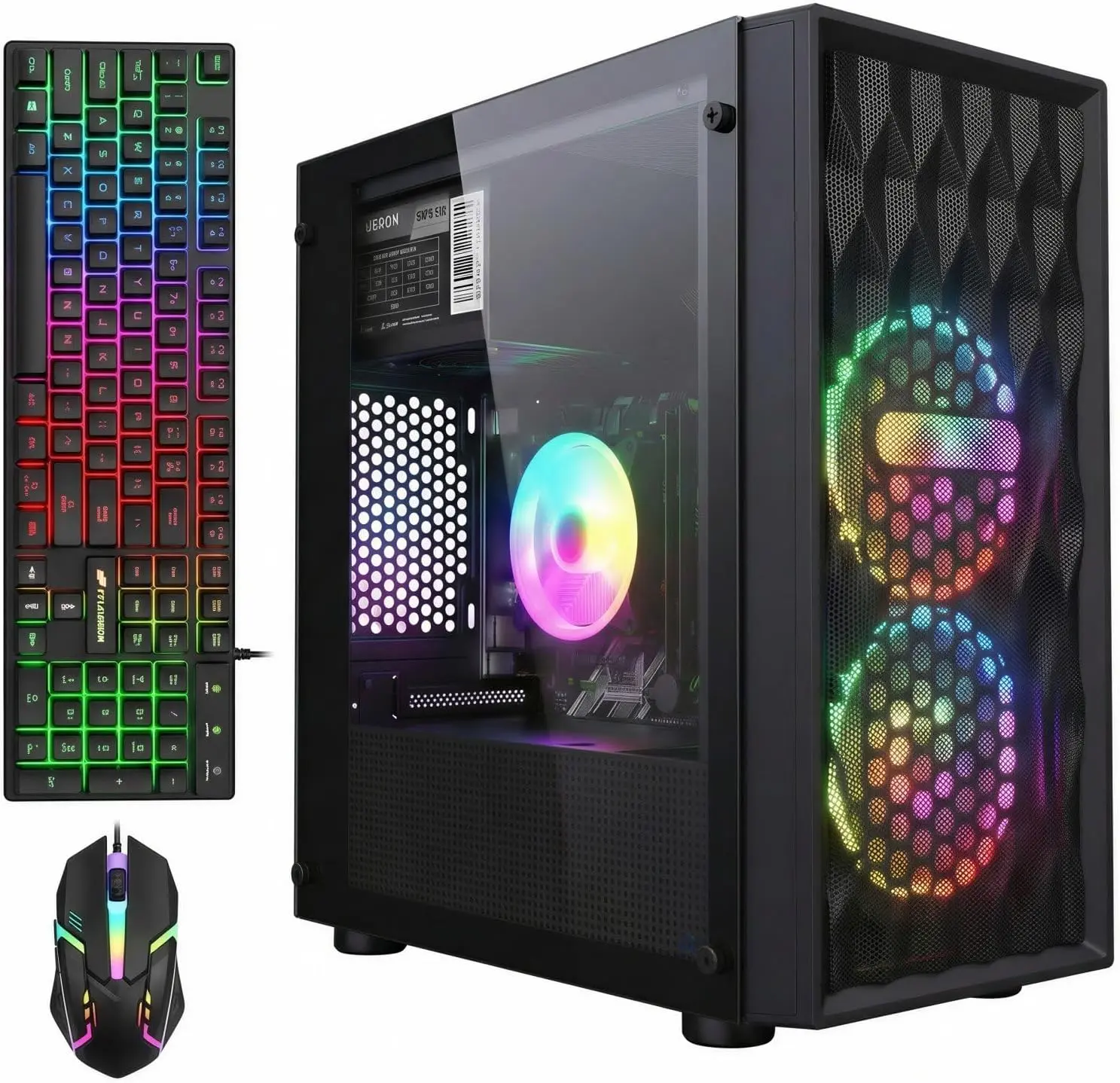 STGAubron Gaming PC Computer Desktop, 8th Gen Intel Core i7 up to 4.1GHz, Radeon RX 590 8G, 16G DDR4, 512G SSD, WiFi 6 & BT 5.0, RGB Fan x2, Windows 11 Home