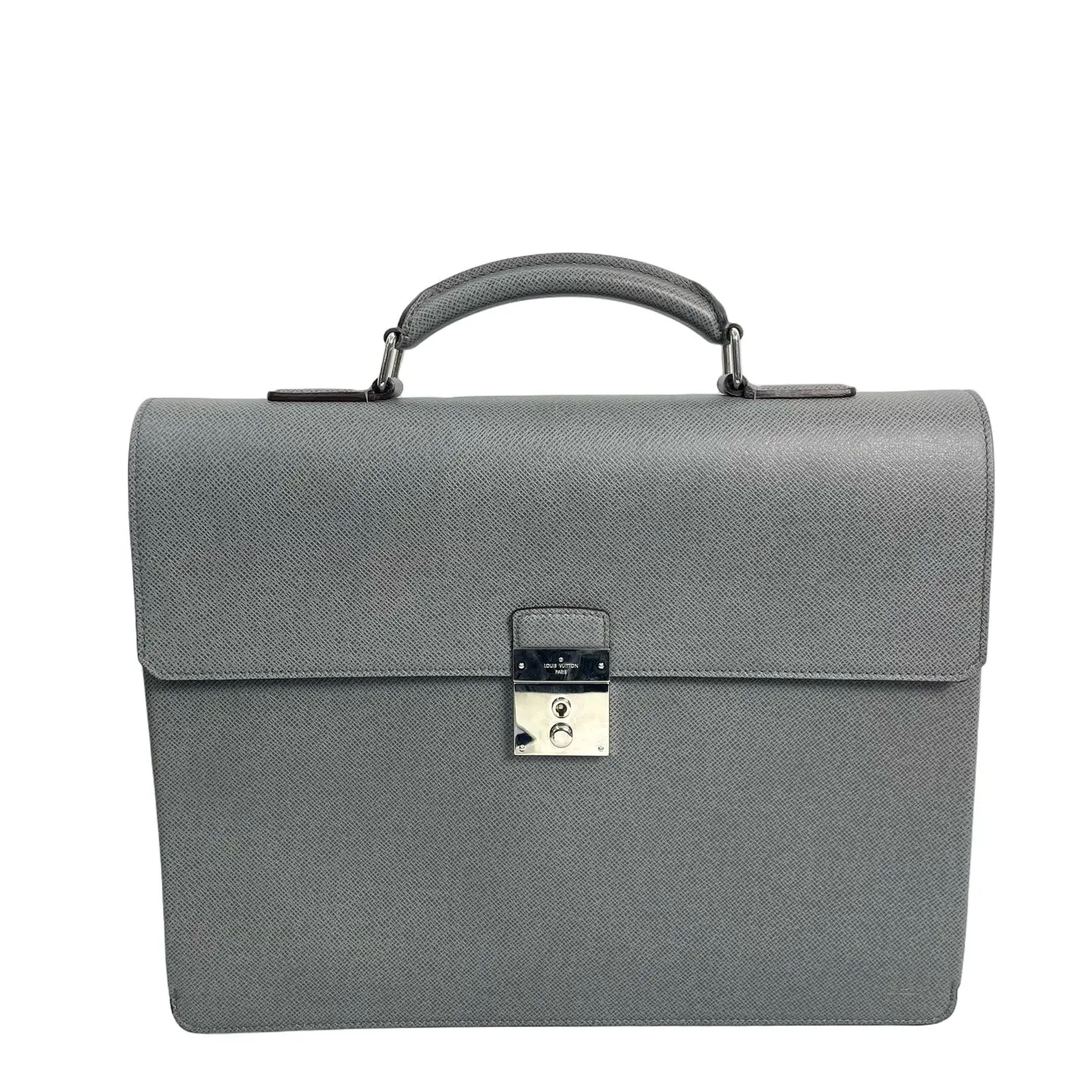 Pre-owned leather hand bag Louis Vuitton Robusto Briefcase in Taiga Gris