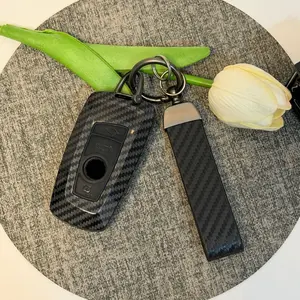 Abs Carbon Fiber Car Key Cover with Keychain For BMW 1 3 5 7 Series X1 X3 X4 X5 X6 F36 F25 F26 F30 F34 F10 F07 F20 Z10 G30 F15 F16 Car key Decoration