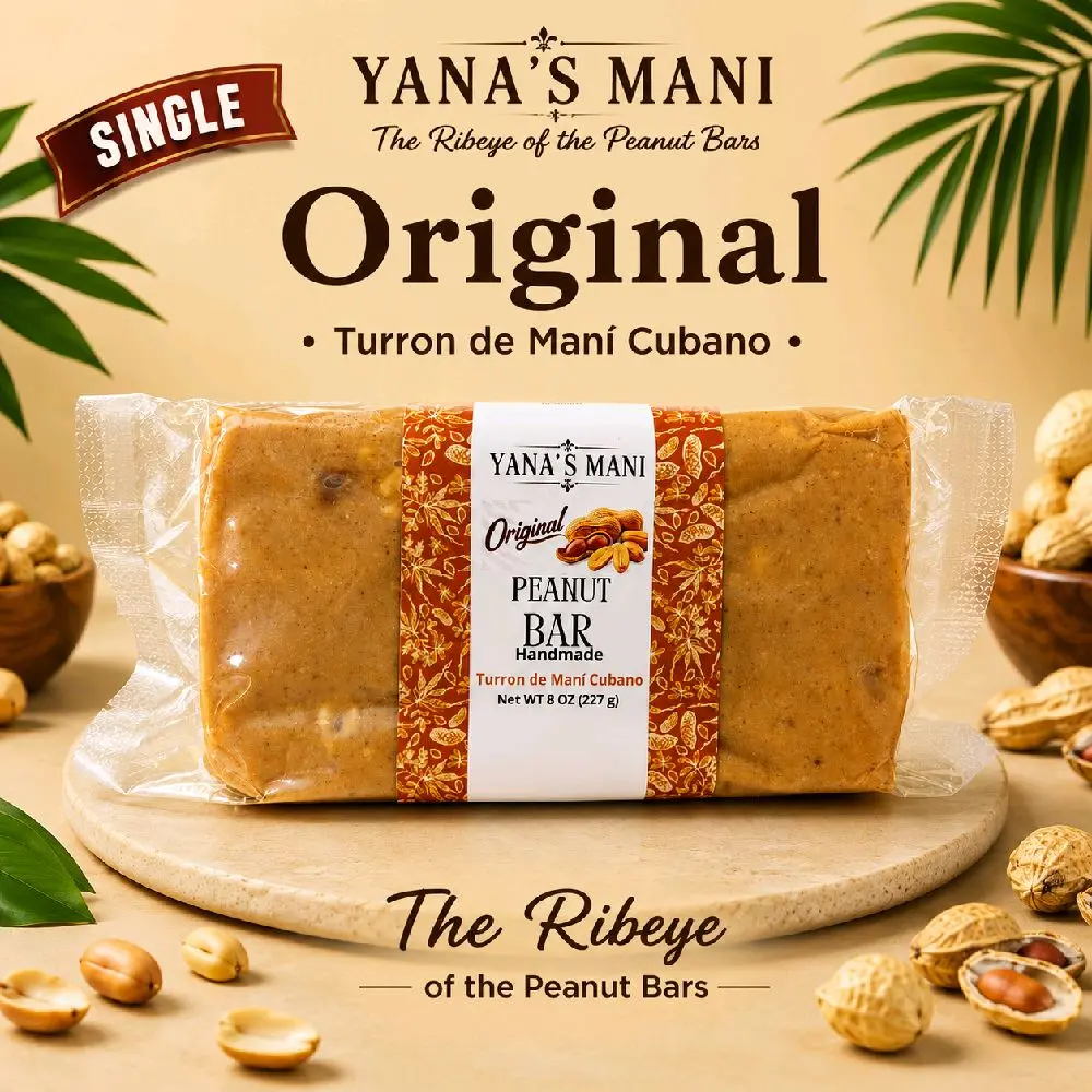Yana’s Mani Original 1 each Fresh Snack Protein Low Sugar Peanut Bar - 100% Natural and Delicious Snack Option Flavor