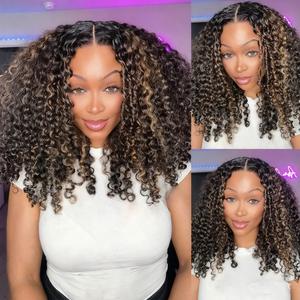 4c Curly Highlight Wig 220% Density 1B/27 Blonde Wigs Human Hair Pre-cut 8x5 HD Lace Wear Go Glueless Wig Bleached Invisible Knots #TikTokShopBlackFriday
