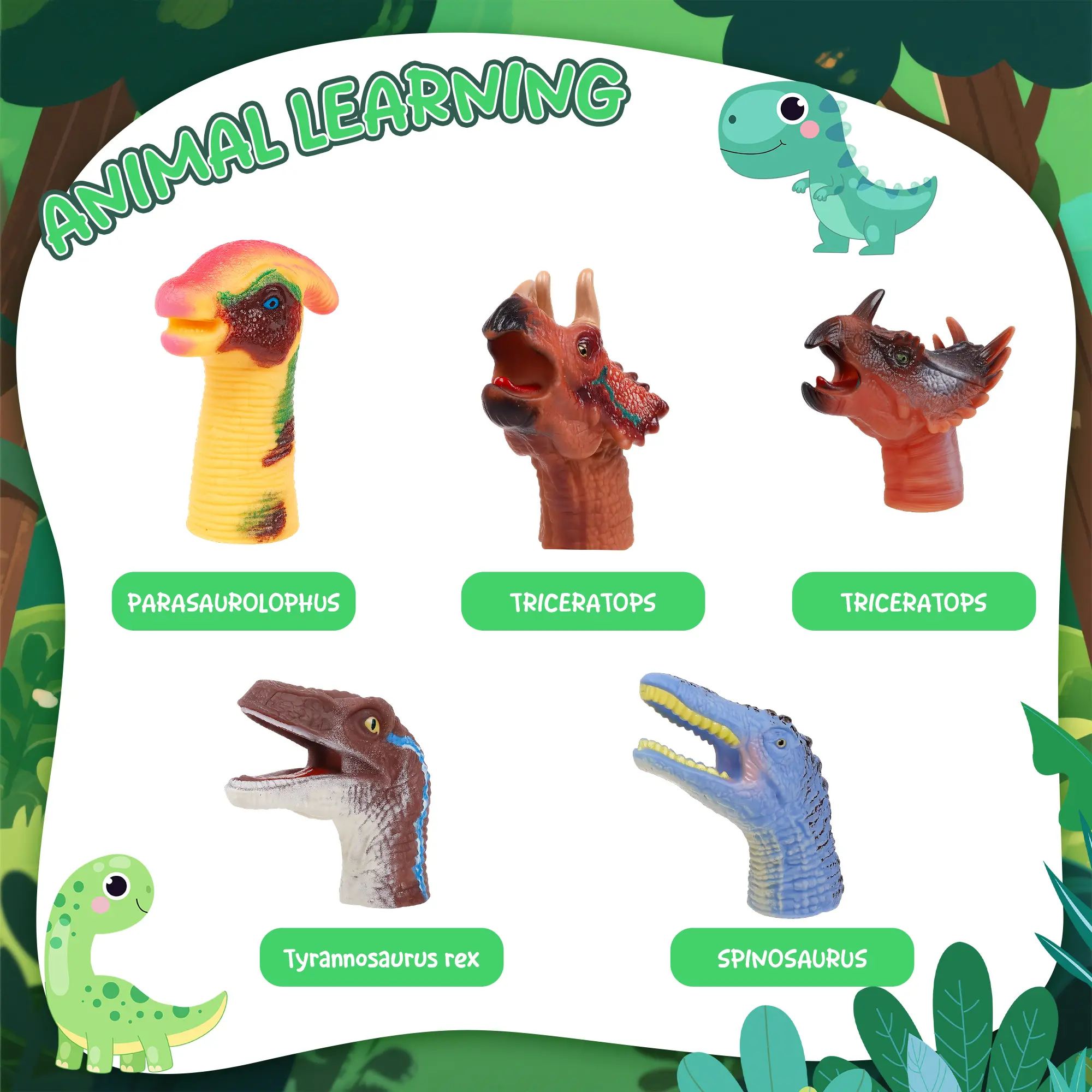 15Pcs Dinosaur Finger Puppets, Dinosaur Birthday Party Decorations Supplies Finger, Stress Relief Toy, Prize Box Toys, Finger Family Puppets
