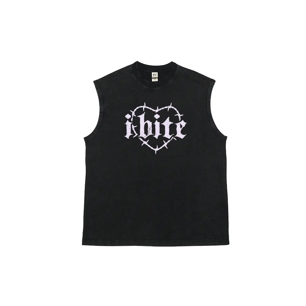 I Bite Tank Top Goth Adult Humor vintage washed pure cotton vest