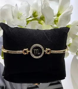 Zodiac Plated Women's Bracelet - Elegant and Sexy Design, Synthetic Gem Mosaic Material, 18K Gold Plated, Perfect for Daily and Gift-giving Occasions