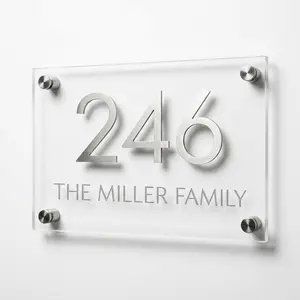 Custom Acrylic Address Sign Plaque - Personalized House Number Display with Standoffs