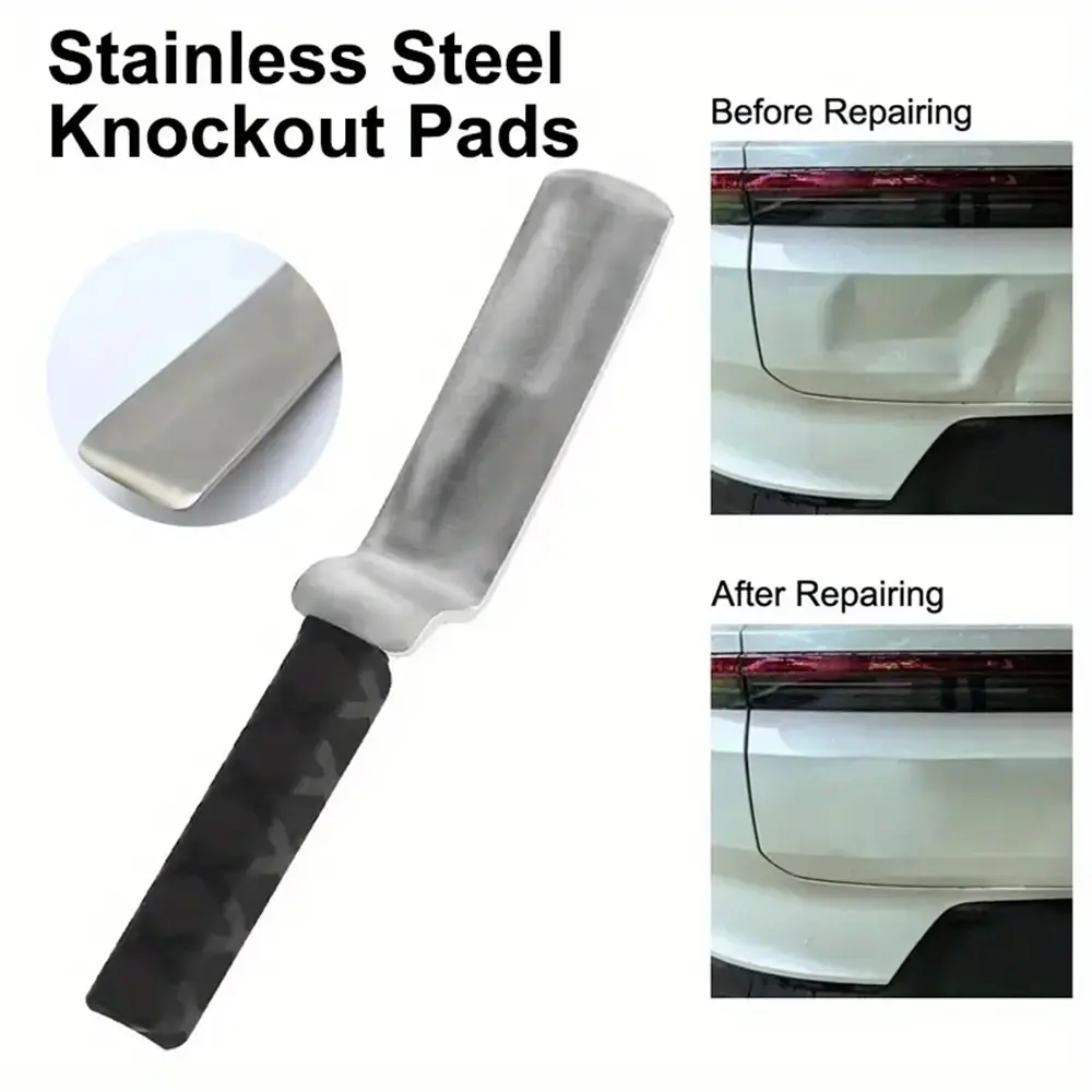 Stainless Steel Dent Repair Tool, Non-Slip Rubber Handle, Durable Back Panel, Shockproof Pad Grip, for Removing Car Body Dents, Car Dent Remover, Various Vehicles, Dent Puller Tool
