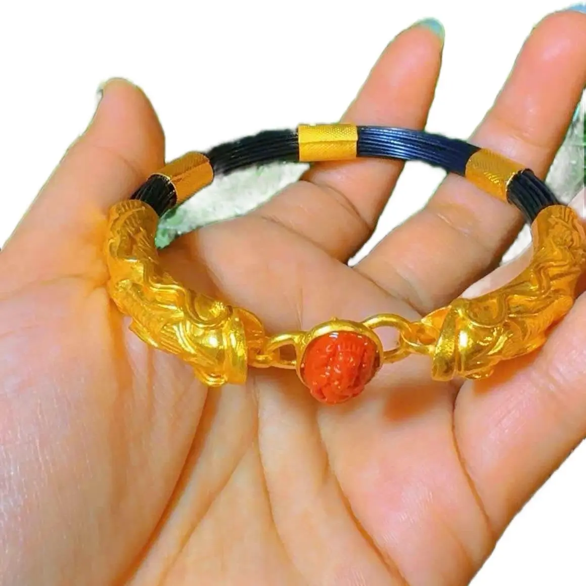Men's Gold Plated Washer Bala Bracelet - Gold Plated Band Costume Jewelry Accessory, Men's Jewelry for Party Wear