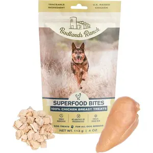 BADLANDS RANCH by Katherine Heigl – Superfood Bite Freeze-Dried Raw Chicken Breast Dog Treats – High Protein Single-Ingredient Snacks for Training, Rewards & Daily Wellness