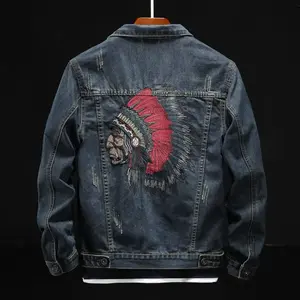 Spring and Autumn Street Fashion Embroidered Denim Jacket Men's Retro Trendy Brand Top Fashion Versatile Casual Coat vintage Menswear Long Sleeve jackets