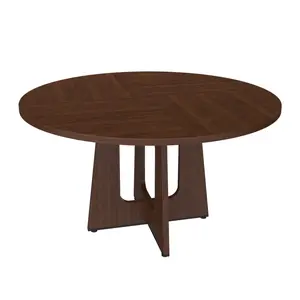 Round Dining Table 47" for 4-6 People Farmhouse Kitchen Table with MDF Wood Grain Finish 300lb Heavy Duty Capacity Adjustable Feet Easy Assembly for Dining Room
