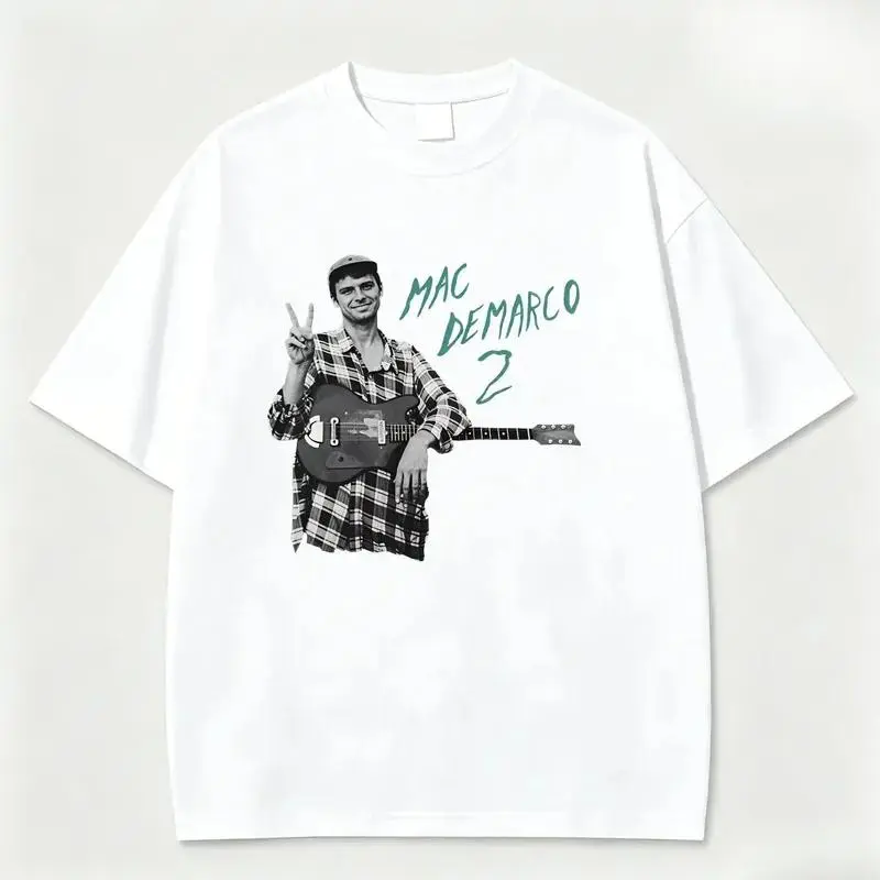 100% Cotton T-Shirt Mac Demarco Music Artist Portrait With Guitar And Peace Sign Mac DeMarco Tee, Indie rock shirts, Cute shirts, indie graphic tees, Trendy shirts, Retro band tee, Unisex