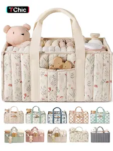 Baby Diaper Caddy - Large Organizer Tote Bag for Newborn essentials Boy or Girl - Multifunctional Diaper Bag - Baby Shower Basket - Nursery Must Haves - Registry Favorites - Newborn Caddie Car Travel